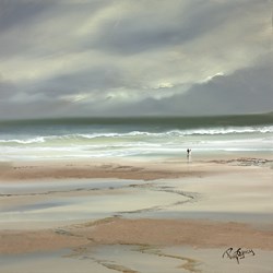Shoreline Walk by Philip Gray - Original Painting on Box Canvas sized 20x20 inches. Available from Whitewall Galleries